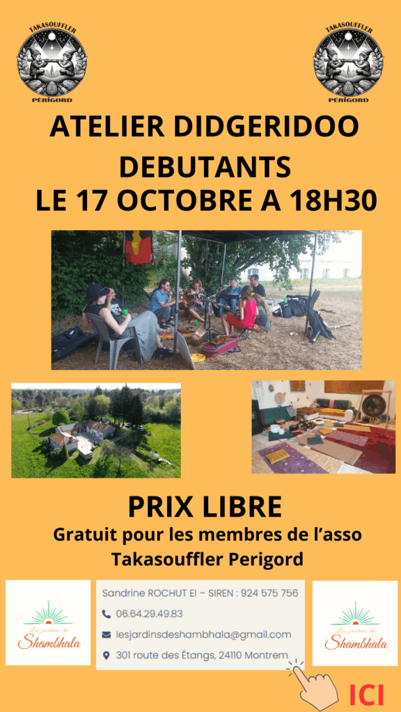 Atelier Didgeridoo pour débutants - avec Thierry de l\'association TAKASOUFFLER PERIGORD
